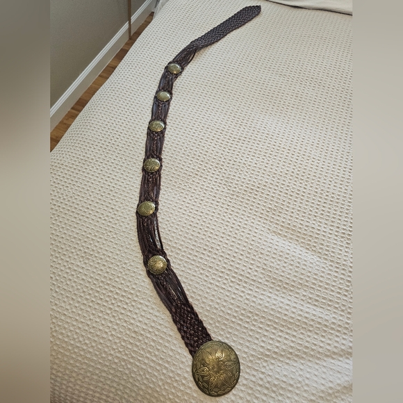 Moroccan Leather Braided Concho Belt - Picture 11 of 11